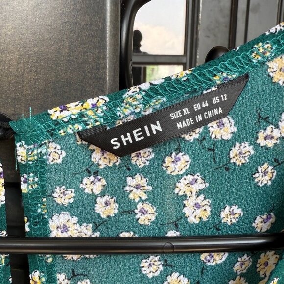 Women's Green & Yellow Floral Dress - Picture 3 of 5